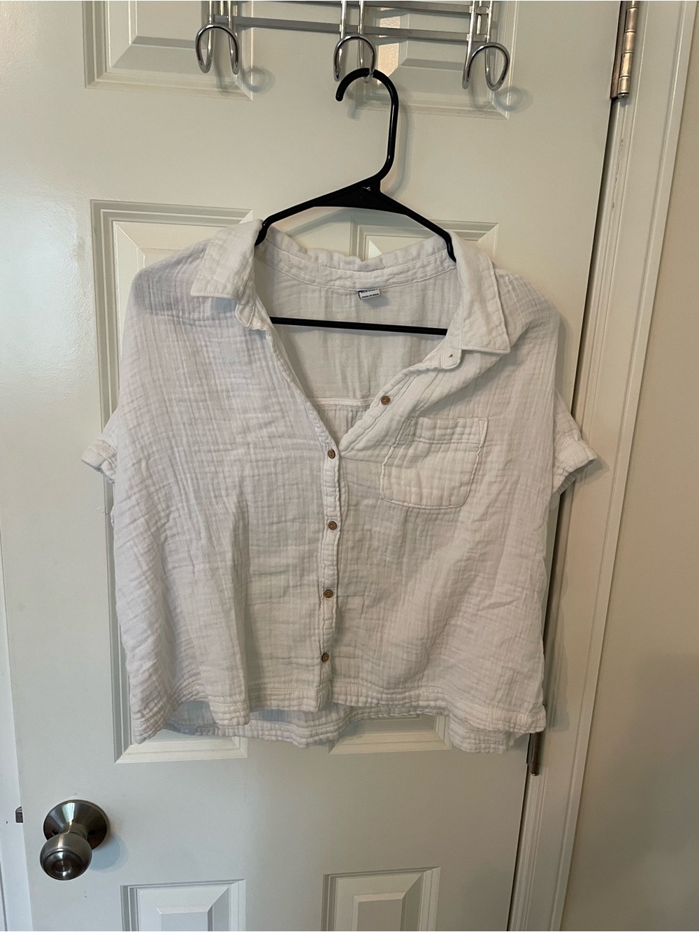 Old Navy White Lightweight Button-Front Gauze Shirt